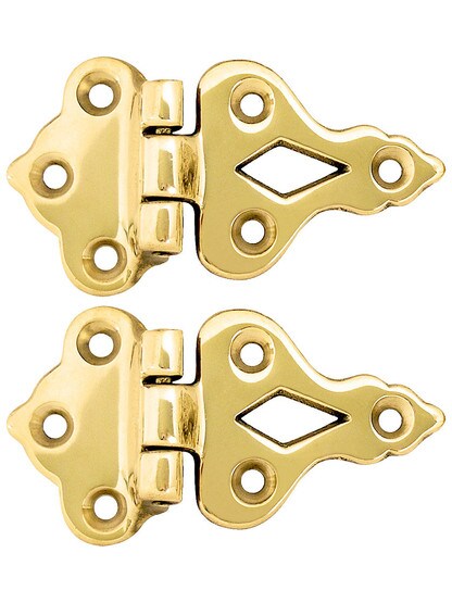 Pair Of Solid Cast Brass 3/8 inch Offset Hinges in Unlacquered Brass